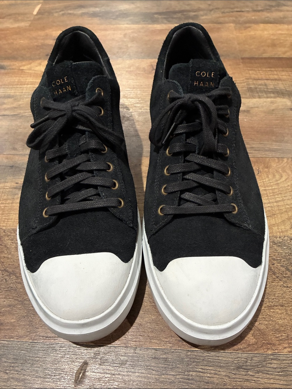 Cole Haan Black Suede Sneakers with White Toe Caps